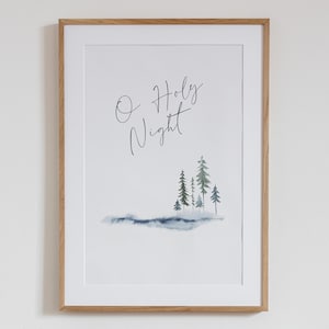 O Holy Night, Christmas Printable, Christian Decor, Christmas Wall Art, Christmas Poster, Christmas Print, Religious, Christmas Hymn, Lyrics
