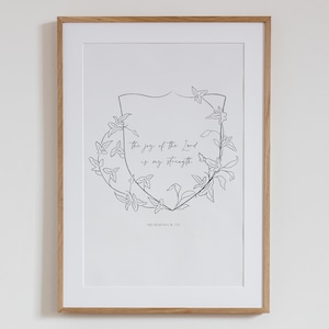 Nehemiah 8:10, The Joy of the Lord is My Strength, Scripture Wall Art, Bible Verse Printable, Minimalist Christian Wall Decor