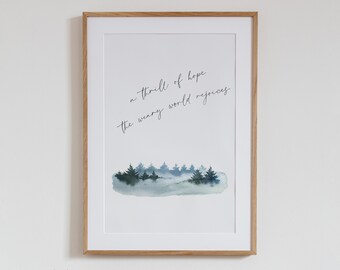Una emoción de esperanza, el mundo cansado se regocija, Imprimible de Navidad, Descarga instantánea, Arte de pared de Navidad, Póster de Navidad, Impresión de Navidad