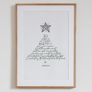 Isaiah 9:6, Unto Us A Child Is Born, Unto Us A Son Is Given, Christmas Printable Wall Decor, Christmas Tree Scripture Print, Religious Art