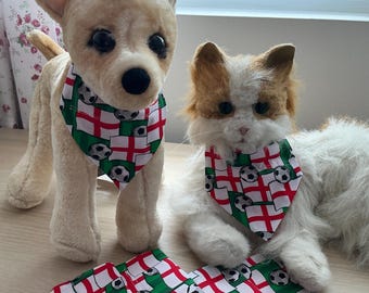Handmade World Cup Football Dog or Cat slide on Collar Bandanna XS to XL