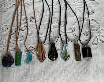 Handmade Fused Glass Pendant Necklace on suede cord Choice  of  8 Designs