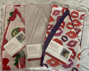 Starter Pack of Three Wide Wired Headbands Lips plain grey and floral all Reversible