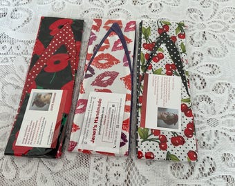 Starter Pack of Three Narrow Wired Rockabilly Headbands Cherry Poppy and Lips