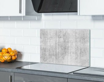 Original Concrete Motive Modern Backsplash, Gray Kitchen Splashback, White Chopping Board, Texture Glass Cutting Board, Tempered Glass