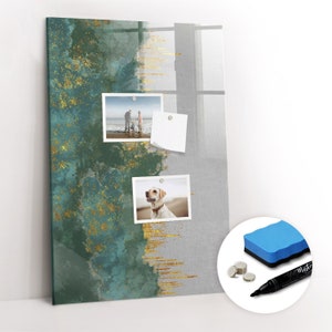 Pizarra magnética con patrón decorativo, organizador de pared, tablero de estado de ánimo multicolor, patrón de abstracción del centro de comando, marcador + esponja
