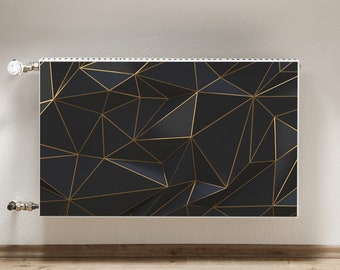 Magnetische mat voor radiator, geometrisch abstracte verwarmingshoes, zwarte magneetmat, gouden radiatormagneet, modern, warmtehoes, hoge kwaliteit afdruk