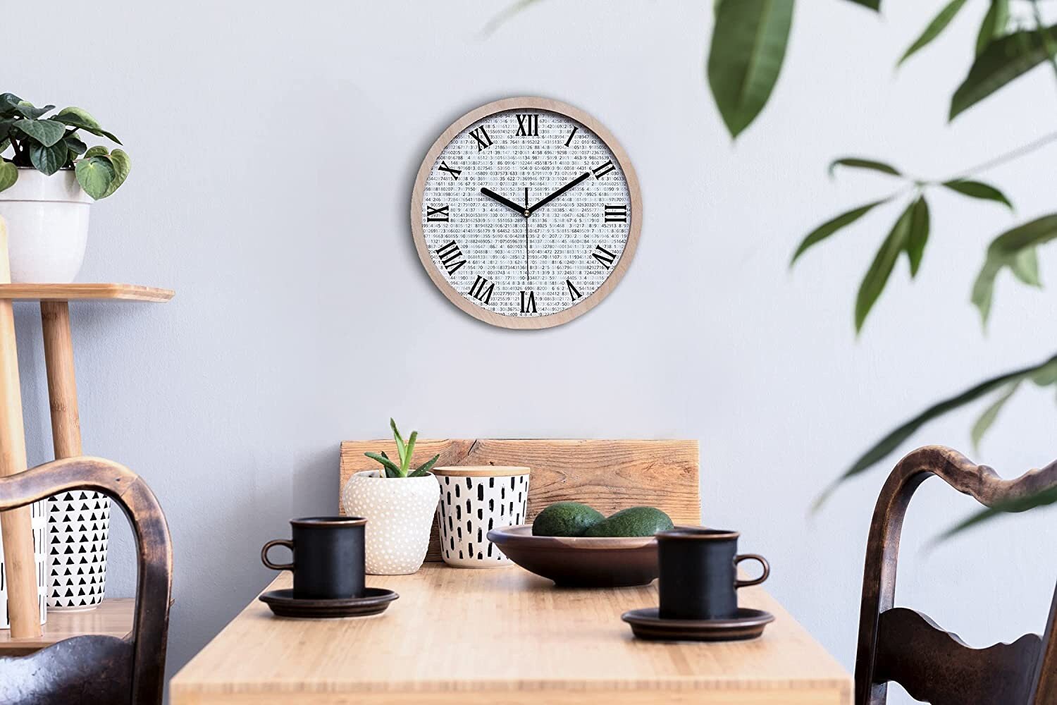 Binary Code Wooden Clock, White Wooden Decor, Gray Retro Wall Clock ...