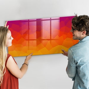 Sunrise Magnetic Board, To Do List For Wall, Multicolour Message Board, Photo Wall Display Abstraction Pattern, Marker + Sponge