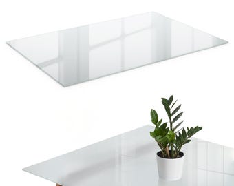 Elegante matglazen tafellaag - Hollywood Regency rechthoekige glazen kap - Decoratief blad van gehard glas
