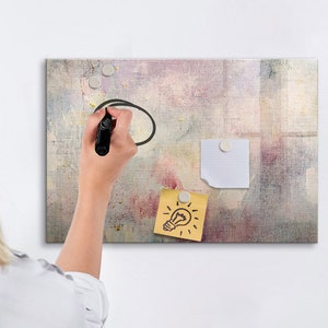 Painted Abstraction Magnetic Board, Photo Wall Display, Multicolour Memo Board, To Do List For Wall Abstraction Pattern, Marker + Sponge