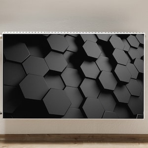 Magnetic Mat For Radiator, Hexagons Printed Magnet, Onyx Printed  Black Magnet Mat, Geometric  For Home, Heat Cover, High Quality Print