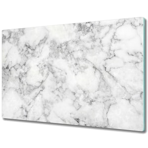 Modern Light Marble Irregular Minimalistic Splashback, White Kitchen Decor, Gray Serving Board, Bread Board, Tempered Glass, Rounded Corners