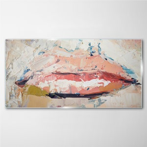 Impression sur verre de style moderne, impression sur verre rouge, impression d&#39;art beige, art mural abstrait, suspensions en métal, verre trempé