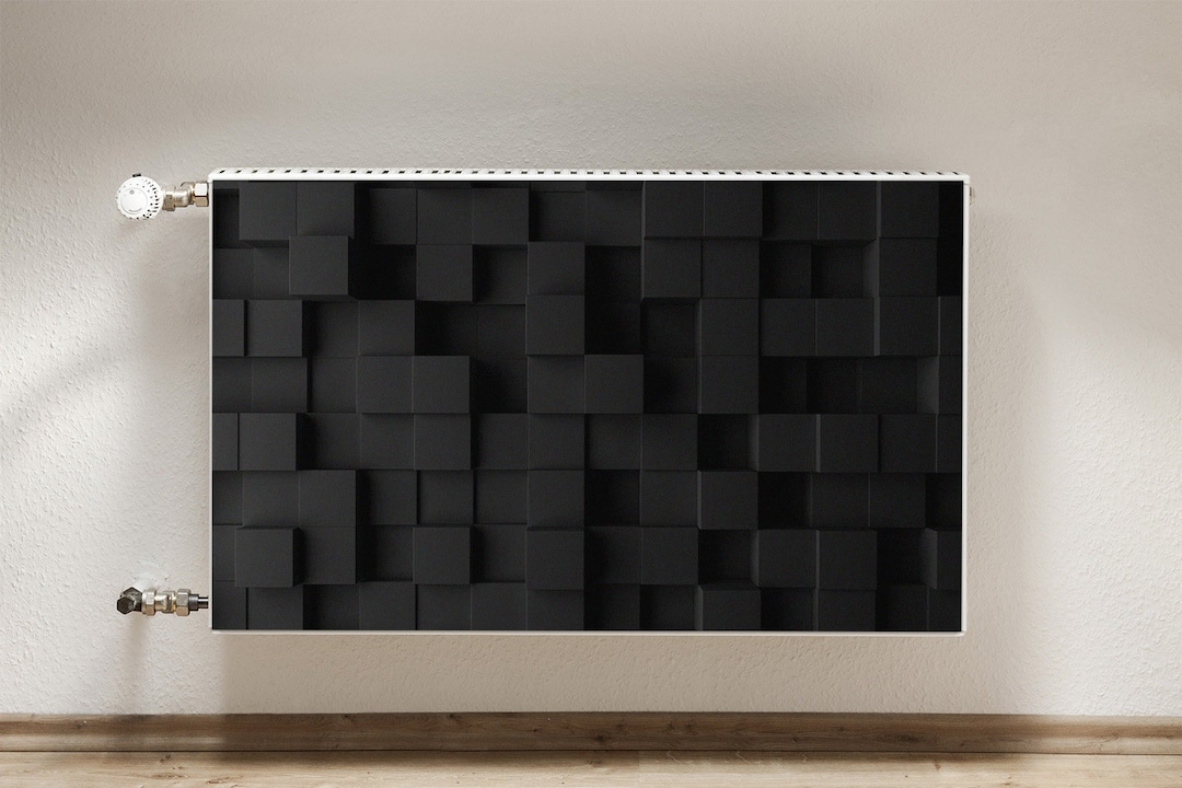 Cube Style Radiator Magnetic Mat for Radiator, Black Cubes Cover, Onyx, Midnight Printed ...