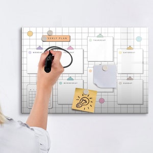 Pizarra magnética con plan semanal, planificador semanal, tablero de notas blanco, organizador de horarios, marcador de borrado en seco