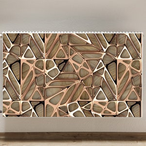 Magnetic Mat For Radiator, Gold Lattice, Magnetic Masking Mat, Brown Printed Radiator, Geometric Magnet, Heat Cover, High Quality Print