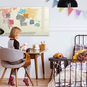 Tablero magnético con mapa del mundo hecho con letras, lugares que has visitado, mapa de viaje multicolor, mapa de países visitados, marcador + esponja