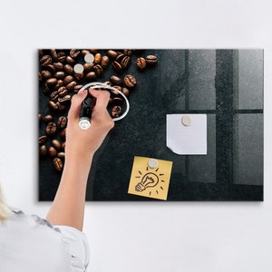 Tablero magnético de granos de café, exhibición de fotos en la pared, tablero de notas marrón, lista de tareas para alimentos y bebidas para la pared, marcador + esponja