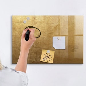 Pizarra magnética decorativa para pared, organizador de pared, tablero de estado de ánimo dorado, patrón de textura de centro de comando, marcador + esponja