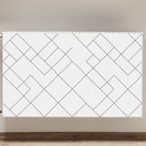 Magnetic Mat For Radiator, Diagonal Thin Lines, Gray Magnet Mat, Beige Radiator Magnet, Geometric, Heat Cover, High Quality Print, Eco Print