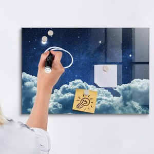 Night Sky Magnetic Board, Command Center, Blue Display Board, Wall Organizer Space Motif, Dry Erase Marker image 6