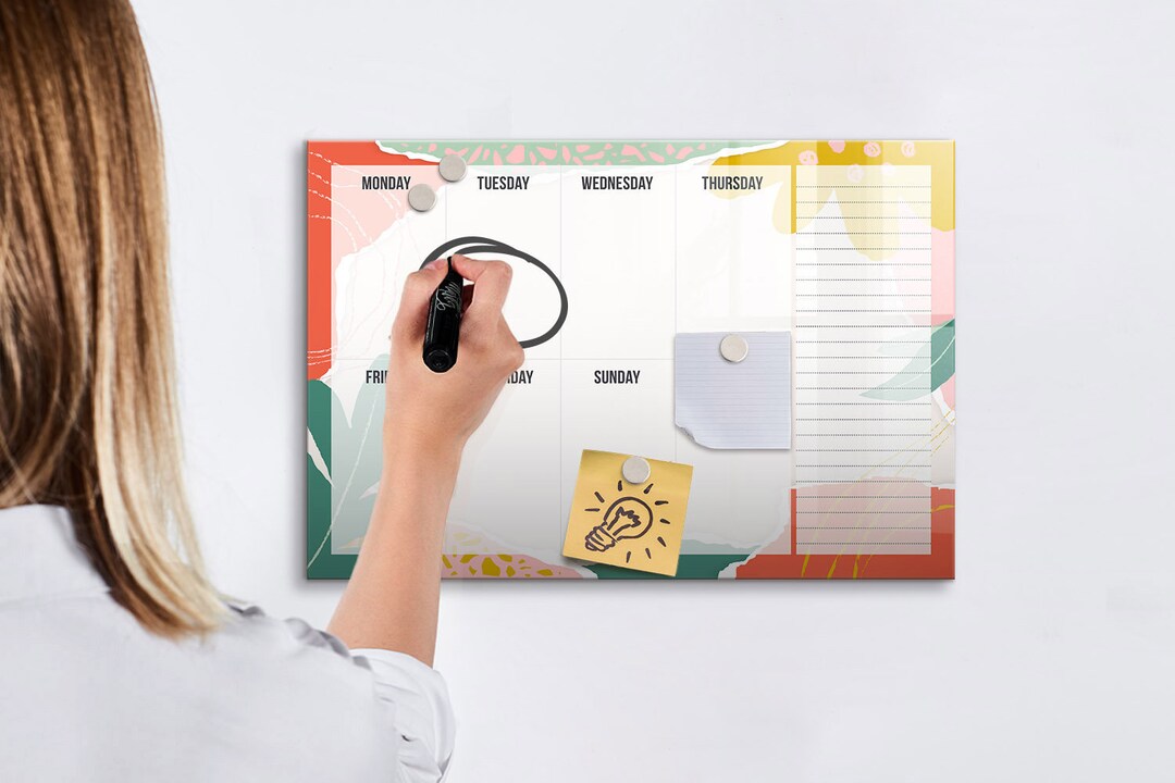 Week Board Tag Basic Week Planner Magnetic Board, to Do List, Multicolour Idea Board ...