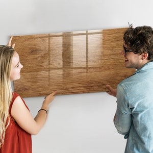 Light Wood Magnetic Board, Command Center, Brown Display Board, Wall Organizer Nature Pattern, Dry Erase Marker