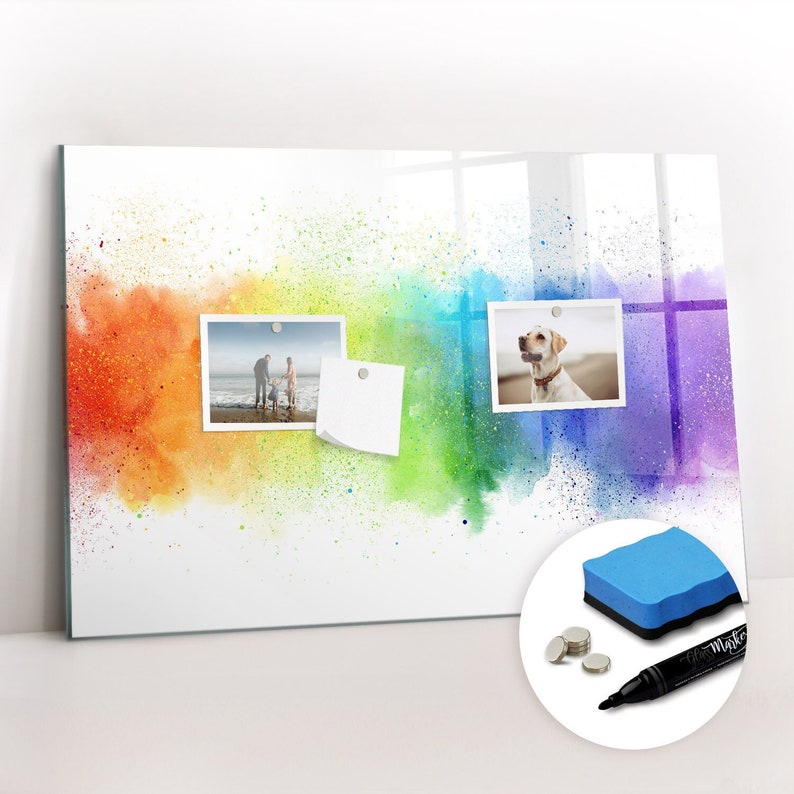 Abstract Rainbow Magnetic Board, Photo Wall Display, Multicolour Memo ...