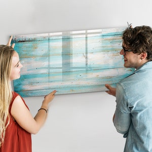Pizarra magnética Blue Boards, exhibición de fotos en la pared, tablero de notas multicolor, lista de tareas para la pared con patrón de naturaleza, marcador + esponja