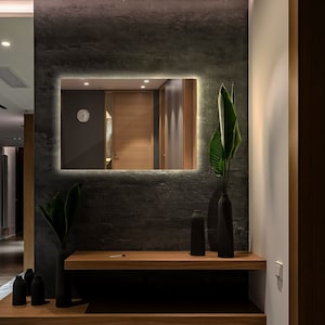 Specchio LED, Specchio illuminato, Specchio per lavabo, Specchio cosmetico,  Specchio da bagno, Specchio per trucco, Specchio minimalista, Fatto a mano  -  Italia