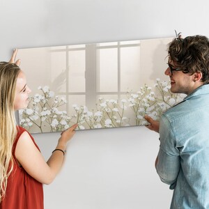 Pizarra magnética con flores en flor, fotomural para pared, tablero de notas blanco, lista de tareas para pared, flores y plantas, marcador + esponja