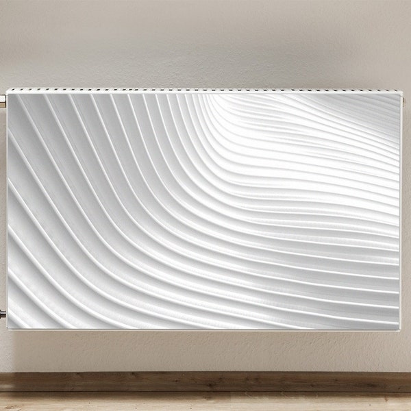 Magnetic Mat For Radiator, Abstract Lines Heating Cover, Silver Printed  White Magnet Mat, Modern  For Home, Heat Cover, High Quality Print