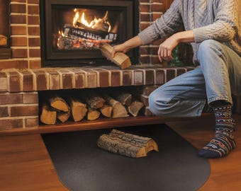Matte Black Arch Hearth Pad, Floor Protector for Wood Burner & Fireplace, High Quality Cold-Rolled Steel Stove Plate
