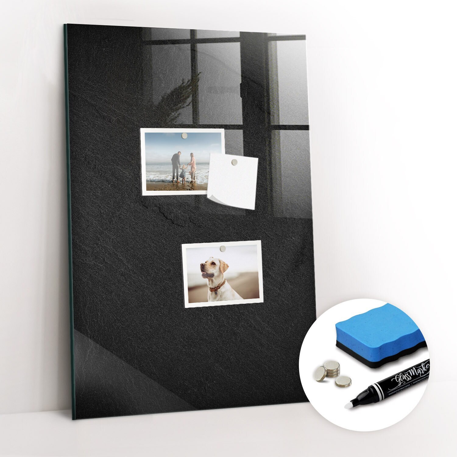Dark Rock Magnetic Board, Photo Wall Display, Black Memo Board, Command ...