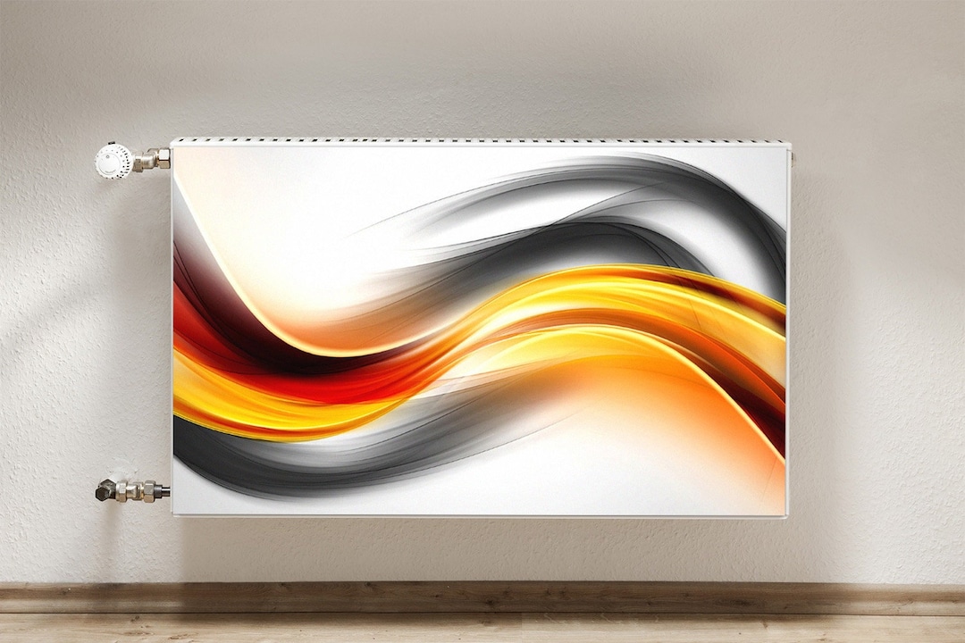 Magnetic Mat for Radiator, Abstract Waves Heating Cover, Yellow Red ...