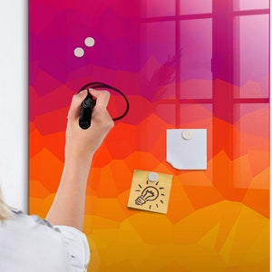 Gradient Sunrise Magnetic Board, Wall Organizer, Multicolour Mood Board, Command Center Abstraction Pattern, Marker + Sponge