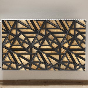 Magnetic Mat For Radiator, Geometric Pattern Heating Cover, Black  For Home, Brown Magnet Mat, Elegant, Heat Cover, High Quality Print
