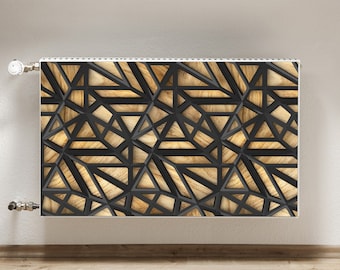 Magnetische mat voor radiator, verwarmingshoes geometrisch patroon, zwart voor thuis, bruine magneetmat, elegant, warmtehoes, print van hoge kwaliteit