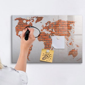 レンガの世界地図マグネットボード、訪問地マップ、マルチカラー旅行トラッカー、訪問地マップ旅行トラッカー、マーカー + スポンジ