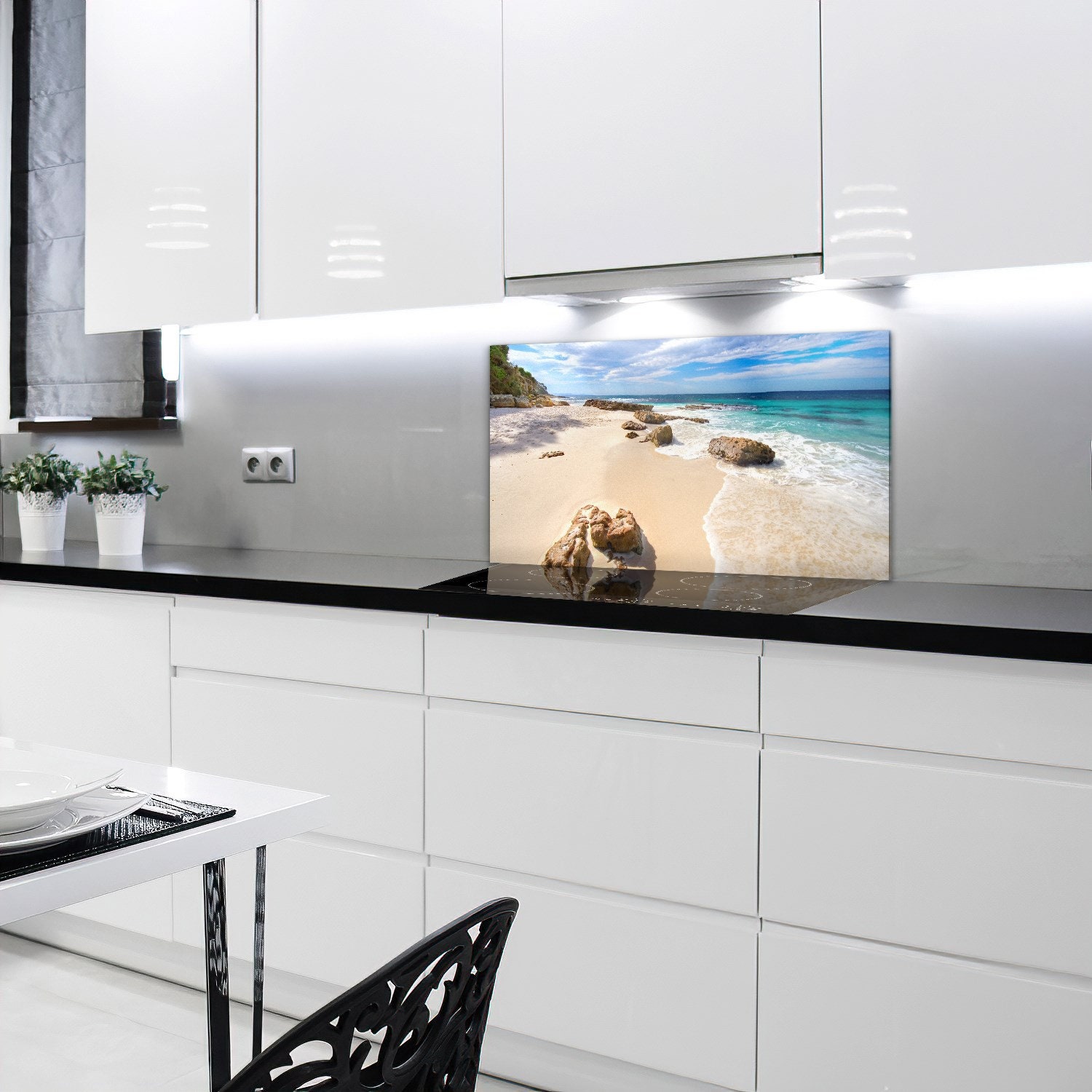 Rocks on Hyams Beach Glass Backsplash Blue Kitchen Glass Etsy