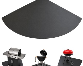 Steel BBQ Deck Protector, Heavy Duty Grill Floor Plate, Powder Coated Patio Ground Protection, Black Matt Metal Shield for Outdoor Grill