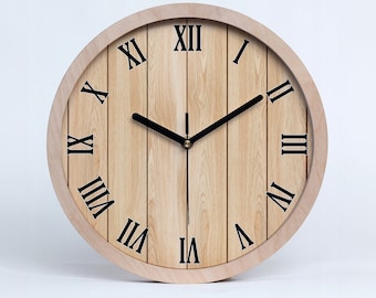 Hölzerner Hintergrund Holz Wanduhr, Beige Moderne Wanduhr, Braun Wohnzimmer Zimmeruhr, Natur, Home Office Dekor