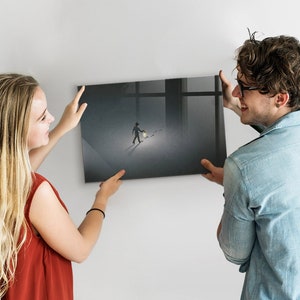 Tablero magnético Wanderer In The Dark, lista de tareas para la pared, tablero de mensajes gris, patrón artístico para exhibir fotos en la pared, marcador + esponja