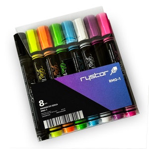 Markers for glass, Chalk pens for magnetic boards, Set of 8 colors, Easy erase markers