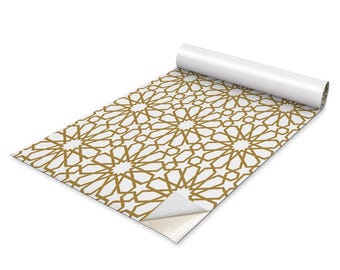 Sunny Mosaic Peel And Stick Foil, Beige And White Self-Adhesive Furniture Wrap, Geometric Sticker, Pattern Veneer
