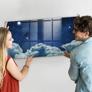 Tableau magnétique Ciel nocturne, Centre de commande, Tableau d'affichage bleu, Organiseur mural à motif spatial, Marqueur effaçable à sec image 3