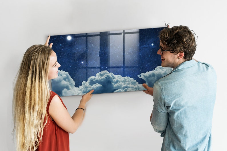 Night Sky Magnetic Board, Command Center, Blue Display Board, Wall Organizer Space Motif, Dry Erase Marker image 3