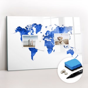 Tablero magnético con mapa del mundo Cosmos, mapa de lugares visitados, lugares azules en los que has estado, rastreador de viajes, rastreador de viajes, marcador + esponja