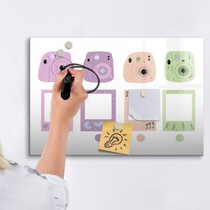 Pizarra magnética con set de cámara, organizador de pared, tablero de estado de ánimo multicolor, tablero de diversión del centro de comando, marcador + esponja